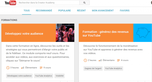 formation gratuite youtube