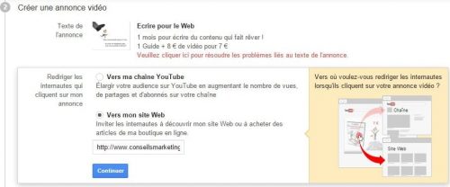 liens vers annonce youtube