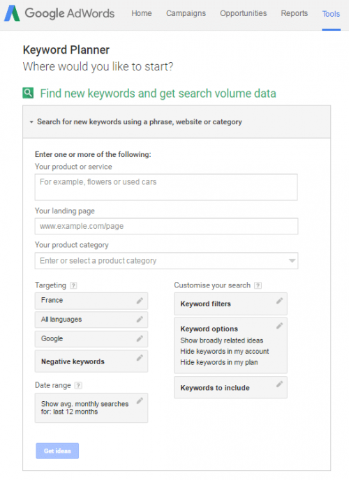 Ma méthode pour écrire un super article de Blog en 30 minutes Chrono ! 7 google adwords planner