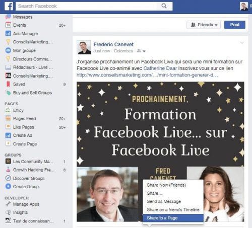 Comment réussir ses vidéos sur Facebook Live - Partie 1 7 partage-invitation