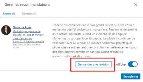 Comment modifier ou supprimer une recommandation Linkedin ? 8 Comment modifier ou supprimer une recommandation Linkedin ? 7