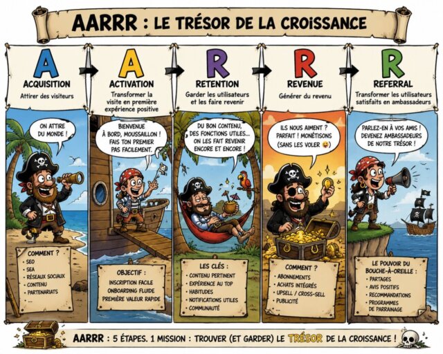 Pour ne plus dire arghhh en regardant votre chiffre d’affaires, pensez tunnel AARRR. 4 framework AARRR