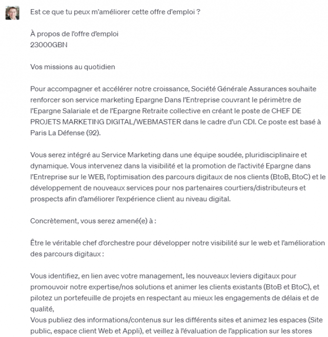 Quels seront les impacts du ChatGPT dans les ressources humaines ? 10 usages concrets du ChatGPT en recrutement, gestion du personnel... 5 Quels seront les impacts du ChatGPT dans les ressources humaines ? 10 usages concrets du ChatGPT en recrutement, gestion du personnel... 4