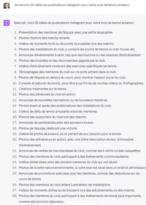 Quels sont les usages du ChatGPT dans le monde du sport ? 6 prompts ChatGPT pour les sportifs ! 25 Quels sont les usages du ChatGPT dans le monde du sport ? 6 prompts ChatGPT pour les sportifs ! 24