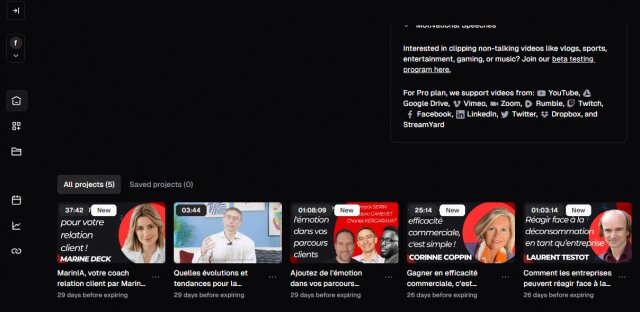 Générez des dizaines de vidéos optimisées pour TikTok, Linkedin, Instagram... en 5 minutes grâce l'IA avec Opus clip 7 Générez des dizaines de vidéos optimisées pour TikTok, Linkedin, Instagram... en 5 minutes grâce l'IA avec Opus clip 7