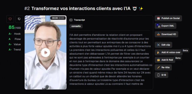 Générez des dizaines de vidéos optimisées pour TikTok, Linkedin, Instagram... en 5 minutes grâce l'IA avec Opus clip 8 Générez des dizaines de vidéos optimisées pour TikTok, Linkedin, Instagram... en 5 minutes grâce l'IA avec Opus clip 8