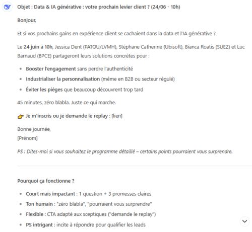 10 conseils pour utiliser l'IA + 20 prompts pour améliorer les performances de ses emailings 21 10 conseils pour utiliser l'IA + 20 prompts pour améliorer les performances de ses emailings 19