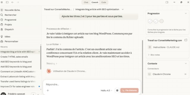 Claude cowork, votre équipe marketing pour 17 € / mois ? 4 Claude cowork, votre équipe marketing pour 17 € / mois ? 4