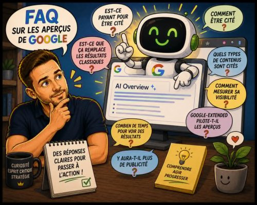 L'impact de Google AI Overviews en France : le guide complet pour comprendre, mesurer et être cité dans les Aperçus IA de Google 20 FAQ sur les Aperçus de Google