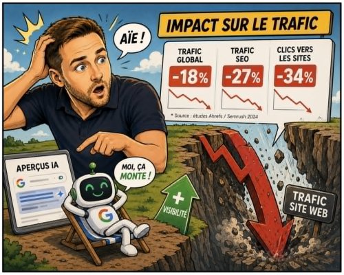 L'impact de Google AI Overviews en France : le guide complet pour comprendre, mesurer et être cité dans les Aperçus IA de Google 8 Les chiffres clés de l’impact sur le trafic
