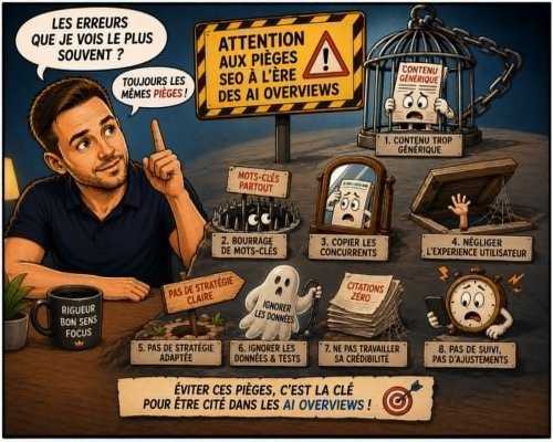 L'impact de Google AI Overviews en France : le guide complet pour comprendre, mesurer et être cité dans les Aperçus IA de Google 19 Les erreurs que je vois le plus souvent