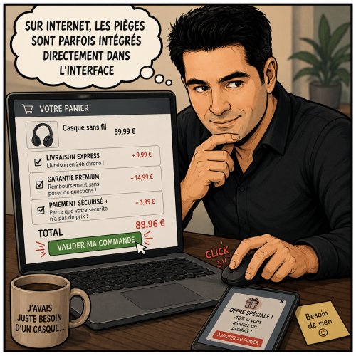 Le marketing furtif : ces techniques qui nous font consommer sans même que nous nous en rendions compte 19 Sur Internet, les pièges sont parfois intégrés directement dans l'interface
