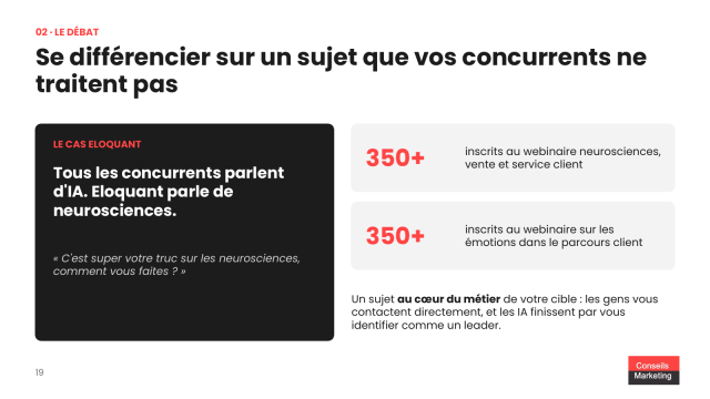 Faut arrêter d'alimenter son blog voire même de mettre à jour son site B2B avec l'arrivée de l'IA ? 18 Se différencier sur un sujet que vos concurrents ne traitent pas